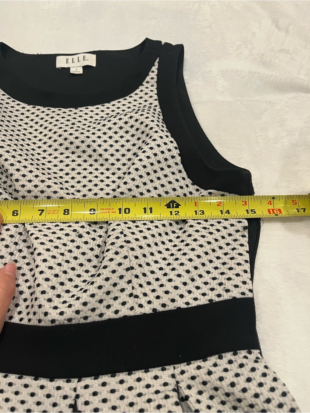 ELLE Black & White Polka Dot Fit & Flare Dress - Size 2 - Picture 6 of 7